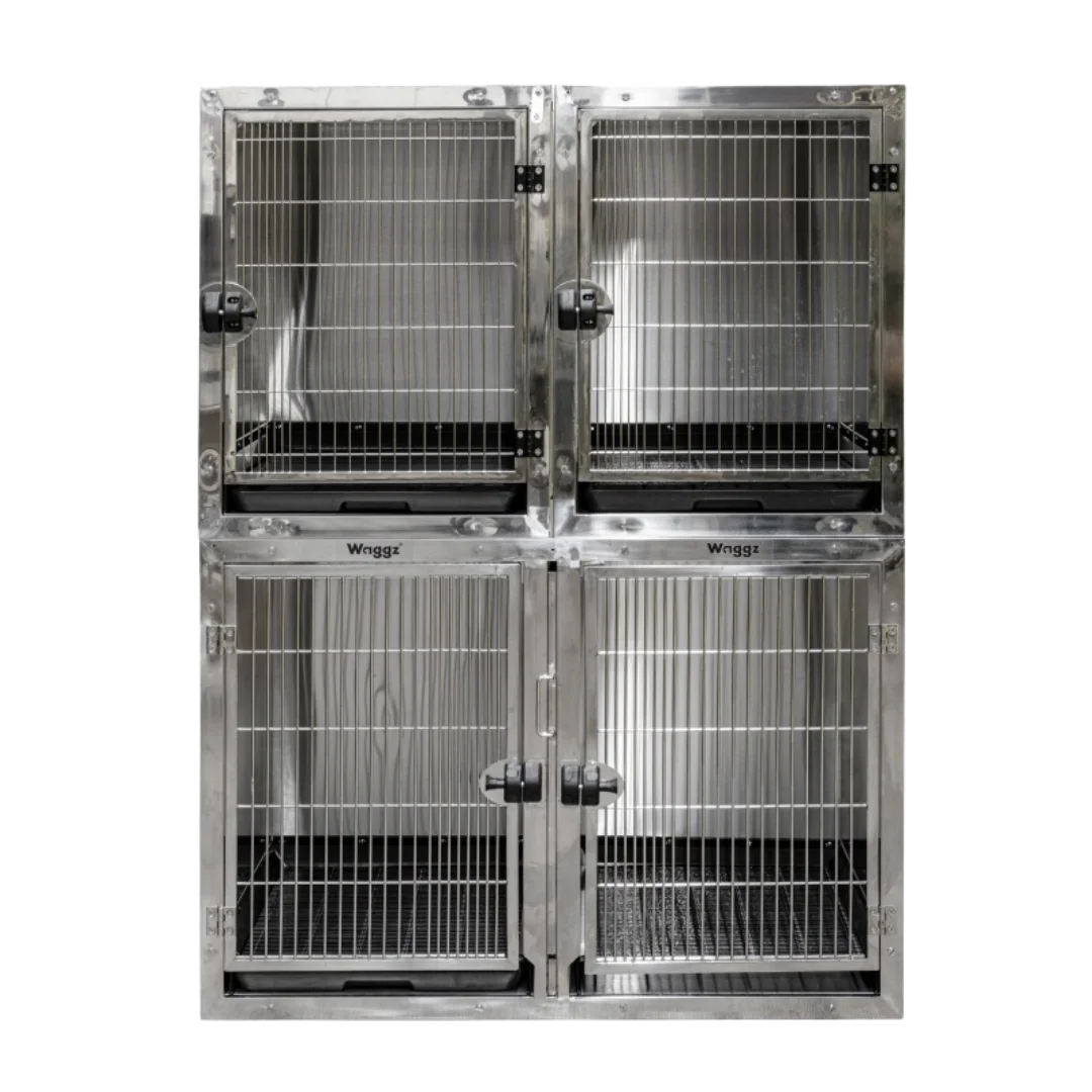 WaggzMod-StackDuoPetGroomingCagein304StainlessSteel-01