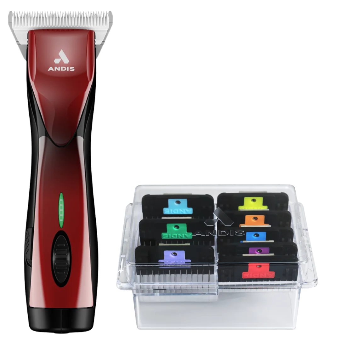 andis-pulse-zr-ii-red-clipper-with-30w-blade-and-8pc-wide-comb-attachment-bundle
