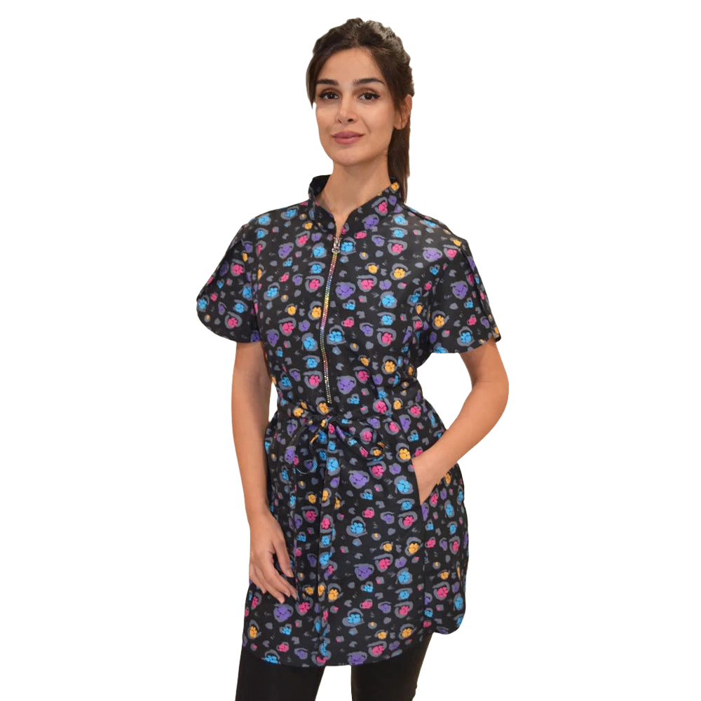 ladybird-line-rainbow-half-zipper-front-stylish-scrub-tunic