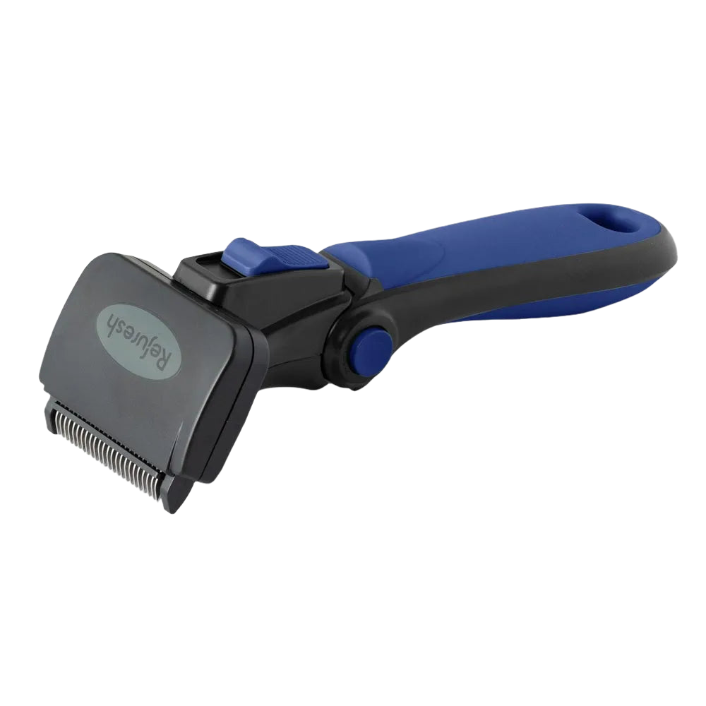refuresh-small-deshedding-tool-blue-for-long-coat-dog